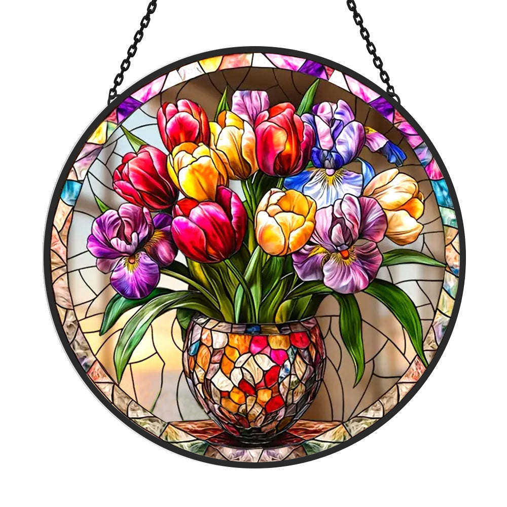 Tulip Sun Catcher Decoration Stained Glass Window Hanging