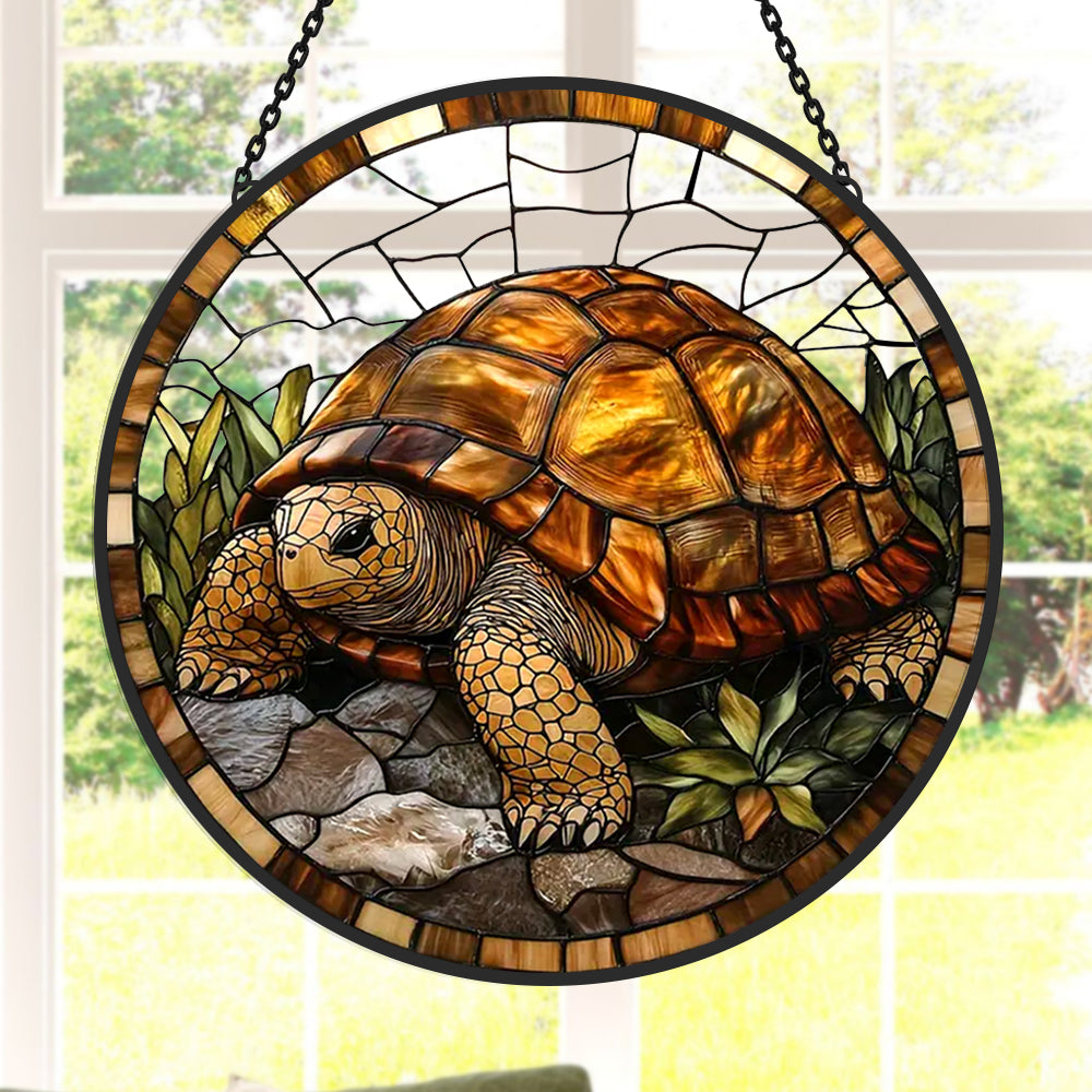 Turtle Sun Catcher Decoration Stained Glass Window Hanging