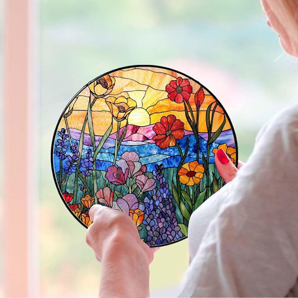 Wildflowers Sun Catcher Decoration Stained Glass Window Hanging