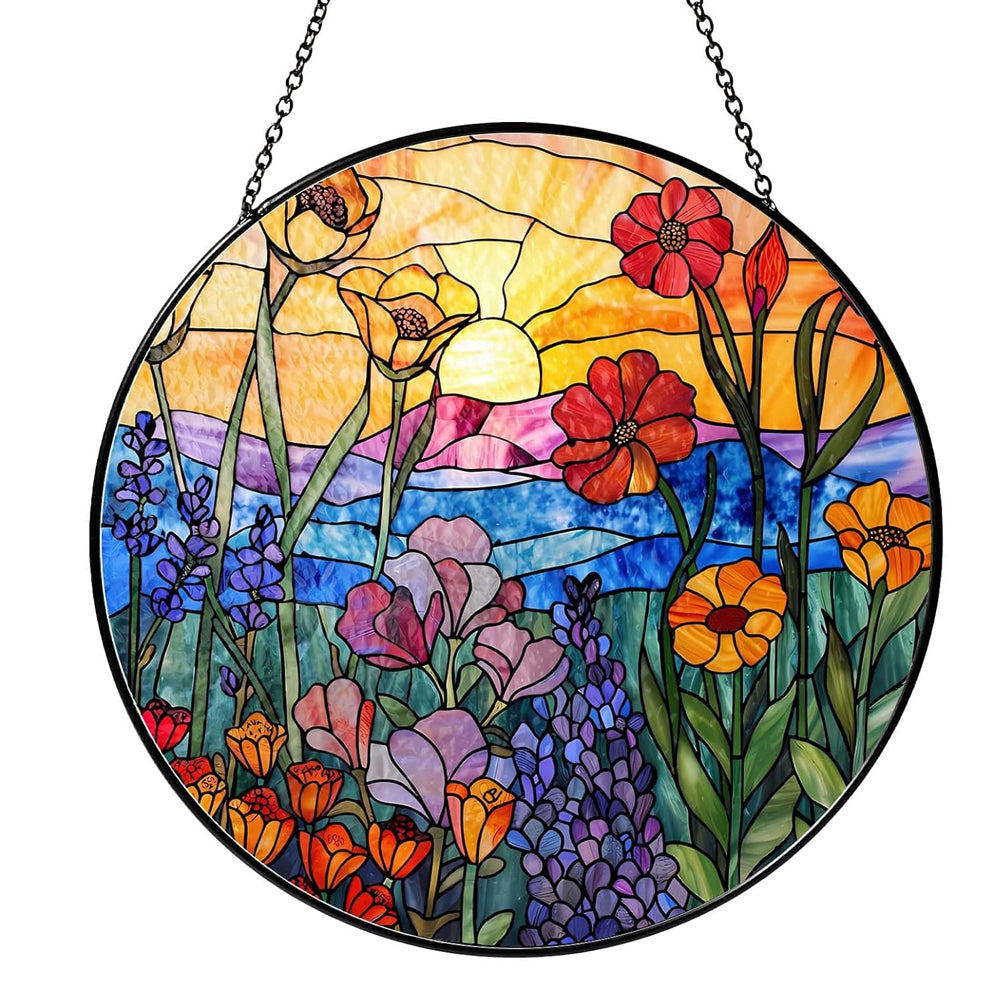Wildflowers Sun Catcher Decoration Stained Glass Window Hanging