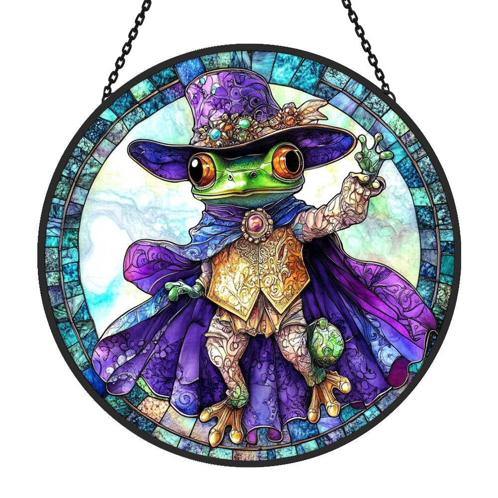 Woods Frog Sun Catcher Decoration Stained Glass Window Hanging