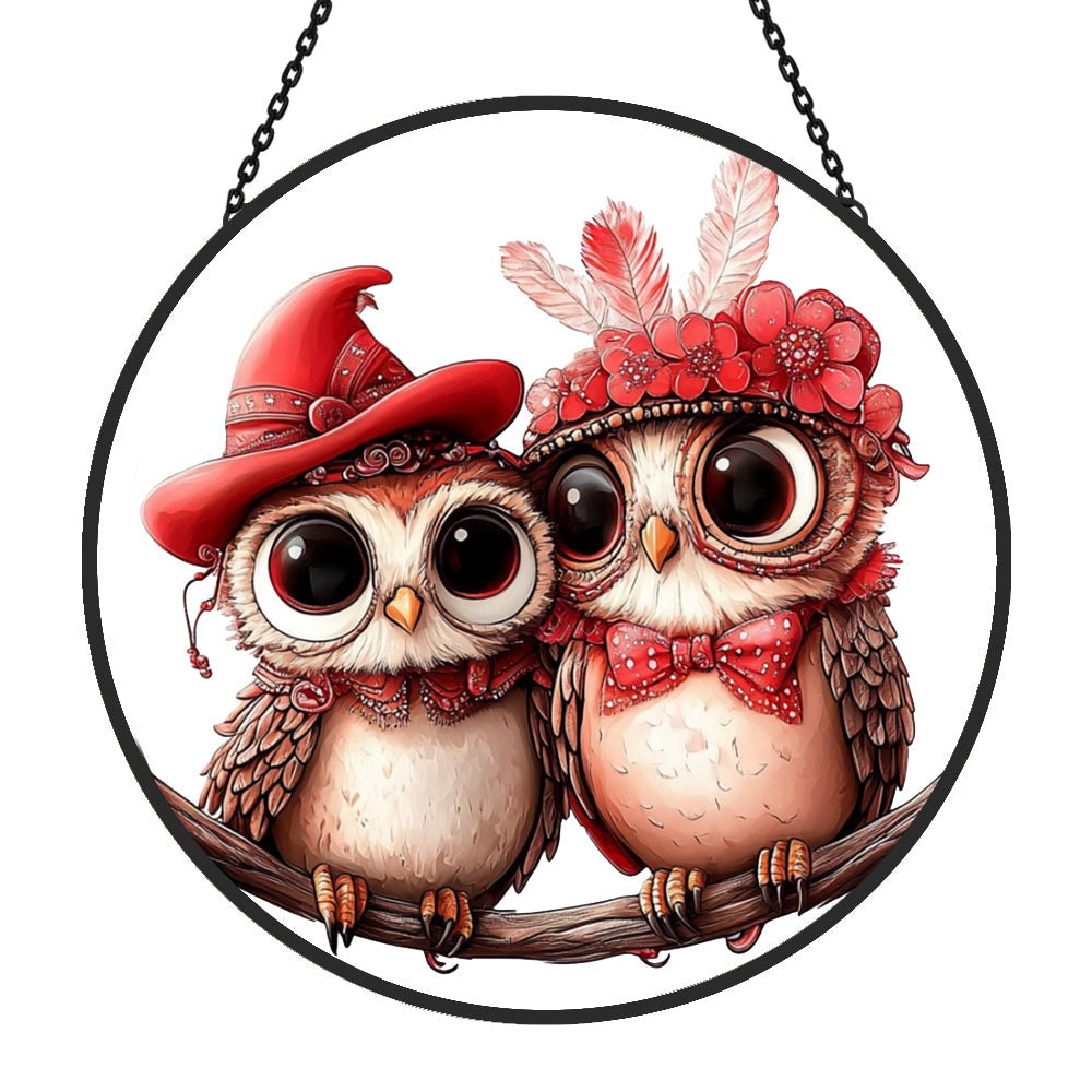 A Pair of Lovebird Sun Catcher Decoration Stained Glass Window Hanging