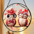 A Pair of Lovebird Sun Catcher Decoration Stained Glass Window Hanging