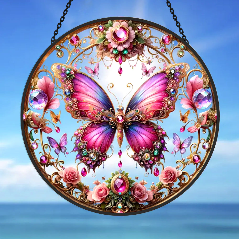 Acrylic Butterfly Sun Catcher Decoration Stained Glass Window Hanging