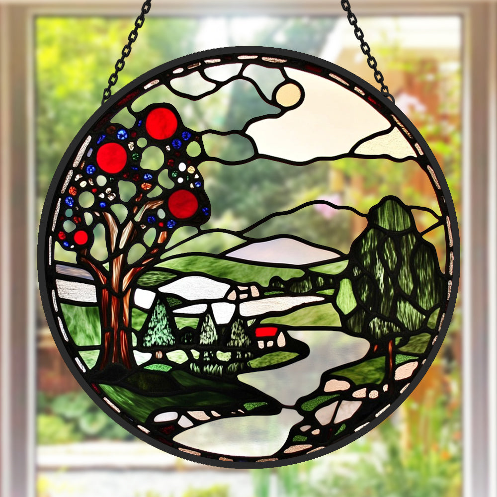 Apple Tree Sun Catcher Decoration Stained Glass Window Hanging