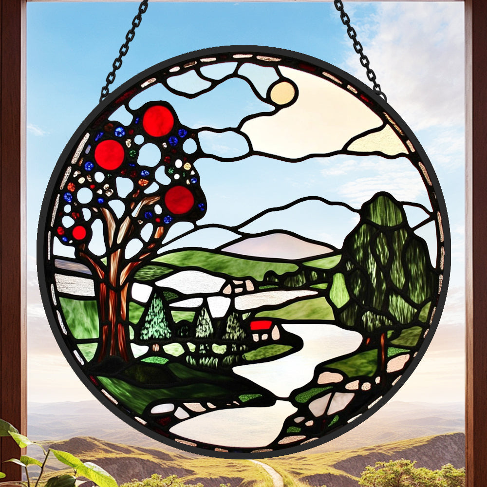 Apple Tree Sun Catcher Decoration Stained Glass Window Hanging
