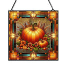 Autumn Harvest Pumpkin Sun Catcher Decoration Stained Glass Window Hanging