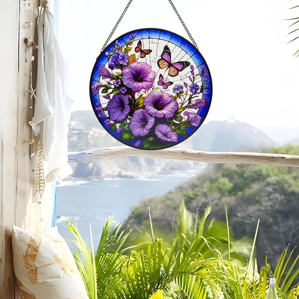 Bindweed Butterfly Sun Catcher Decoration Stained Glass Window Hanging