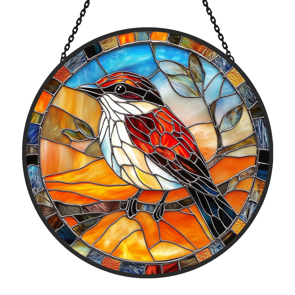 Bird Sun Catcher Decoration Stained Glass Window Hanging
