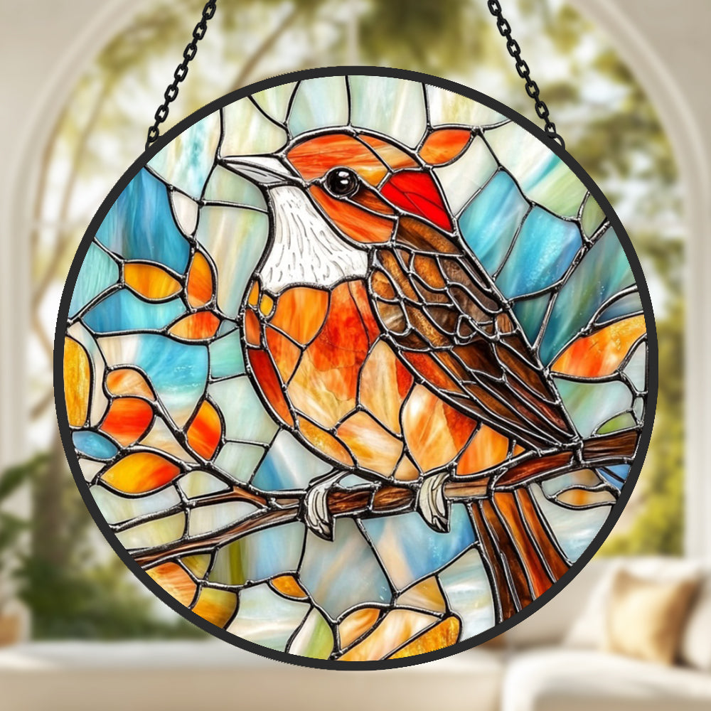 Bird Sun Catcher Decoration Stained Glass Window Hanging
