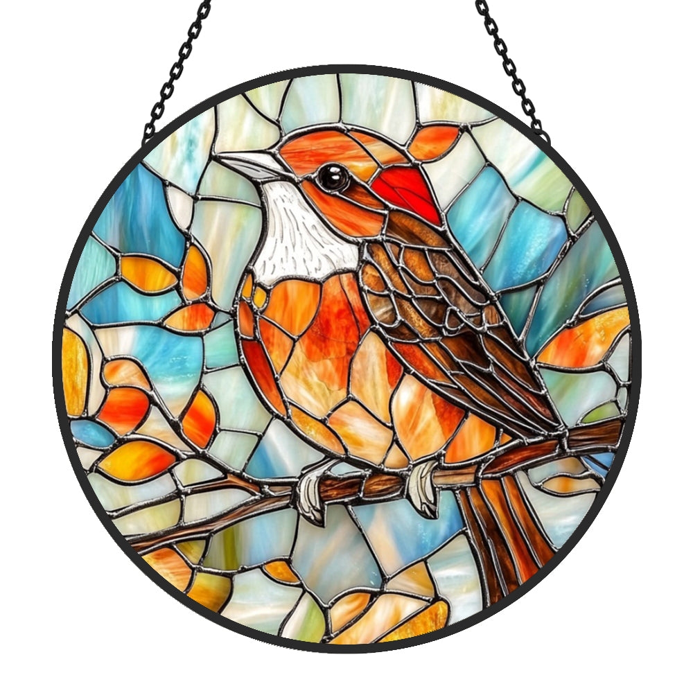 Bird Sun Catcher Decoration Stained Glass Window Hanging