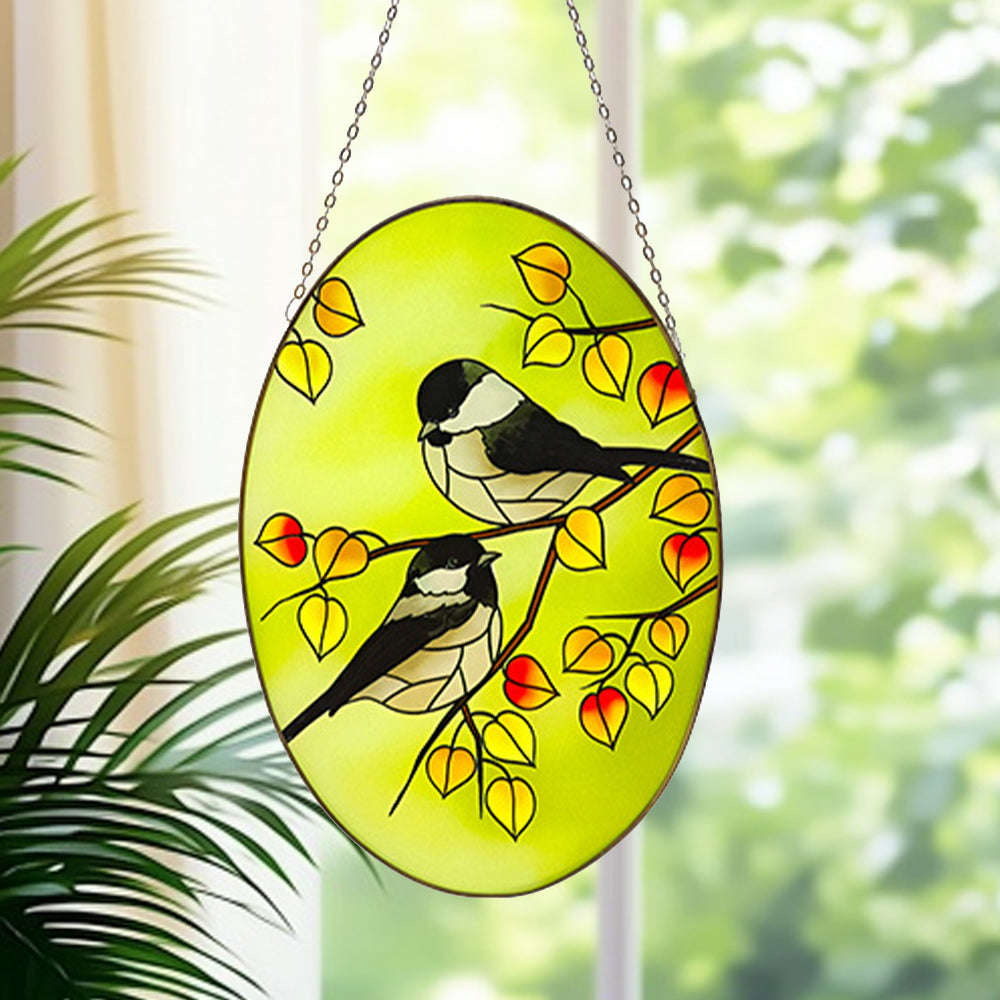 Birds Sun Catcher Decoration Stained Glass Window Hanging