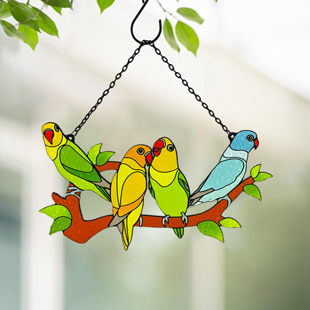 Birds Sun Catcher Decoration Stained Glass Window Hanging