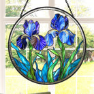 Blue Iris Sun Catcher Decoration Stained Glass Window Hanging