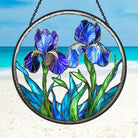 Blue Iris Sun Catcher Decoration Stained Glass Window Hanging