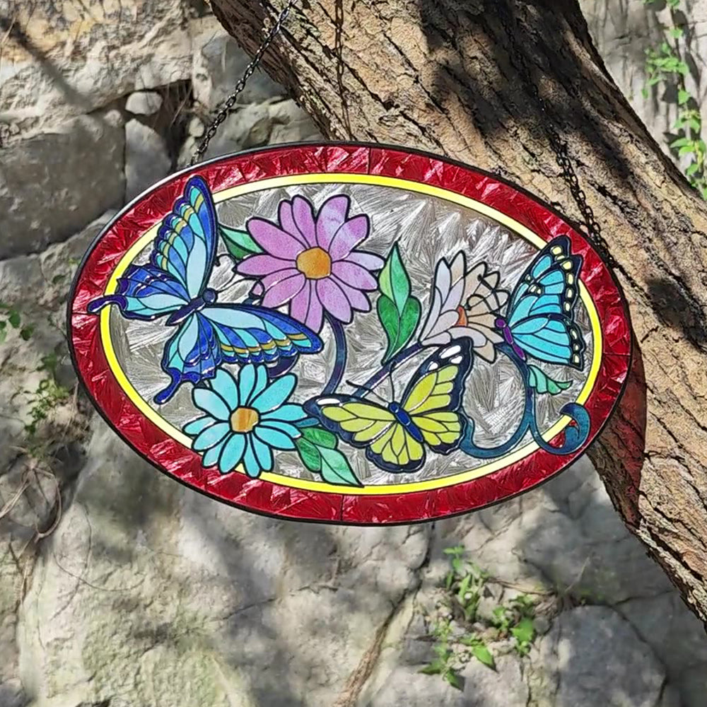 Butterflies Sun Catcher Decoration Stained Glass Window Hanging