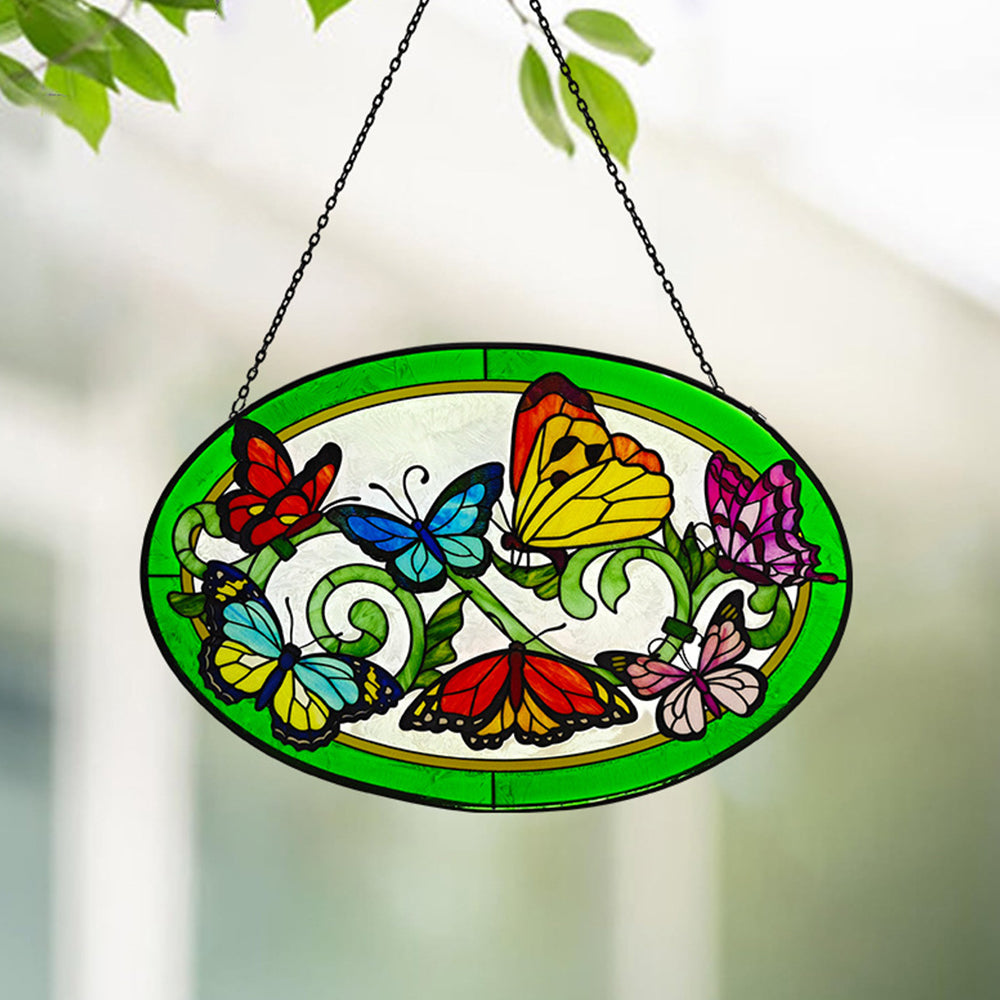 Butterflies Sun Catcher Decoration Stained Glass Window Hanging
