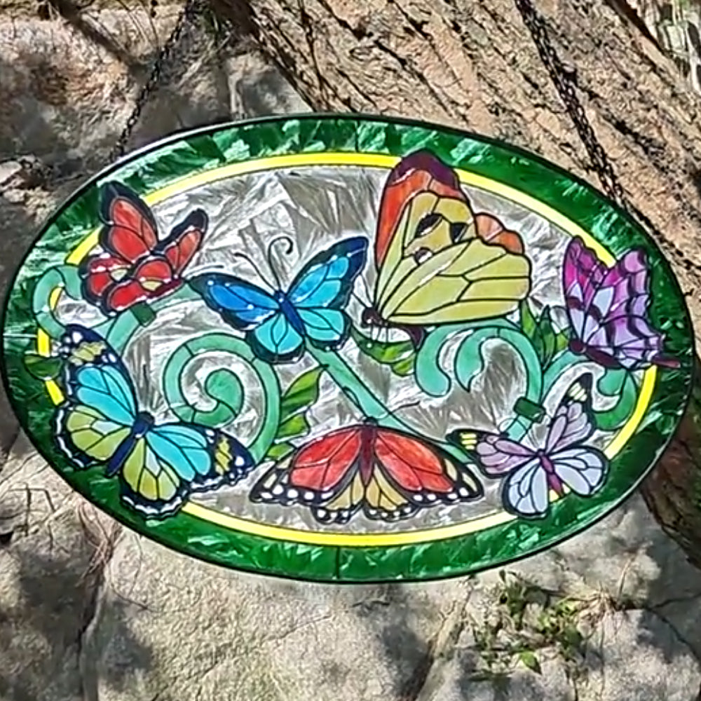 Butterflies Sun Catcher Decoration Stained Glass Window Hanging