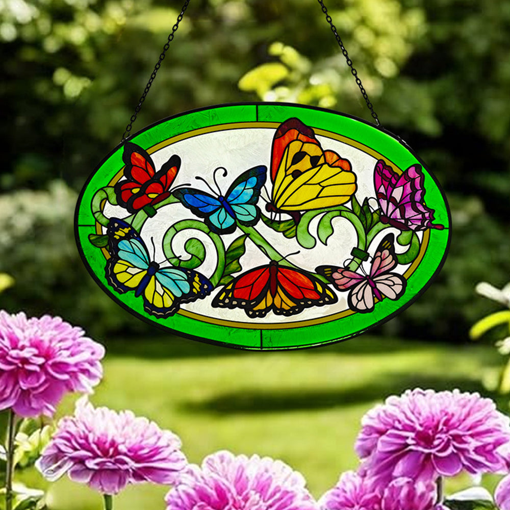 Butterflies Sun Catcher Decoration Stained Glass Window Hanging