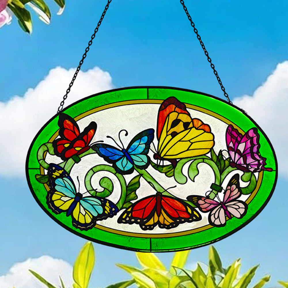 Butterflies Sun Catcher Decoration Stained Glass Window Hanging