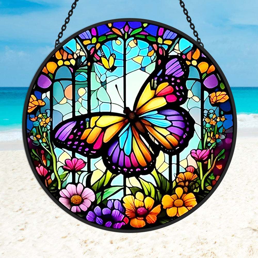 Butterfly Sun Catcher Decoration Stained Glass Window Hanging