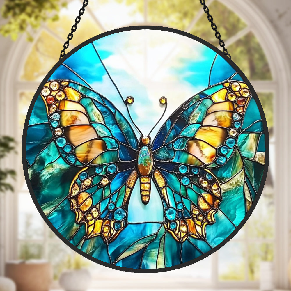Butterfly Sun Catcher Decoration Stained Glass Window Hanging
