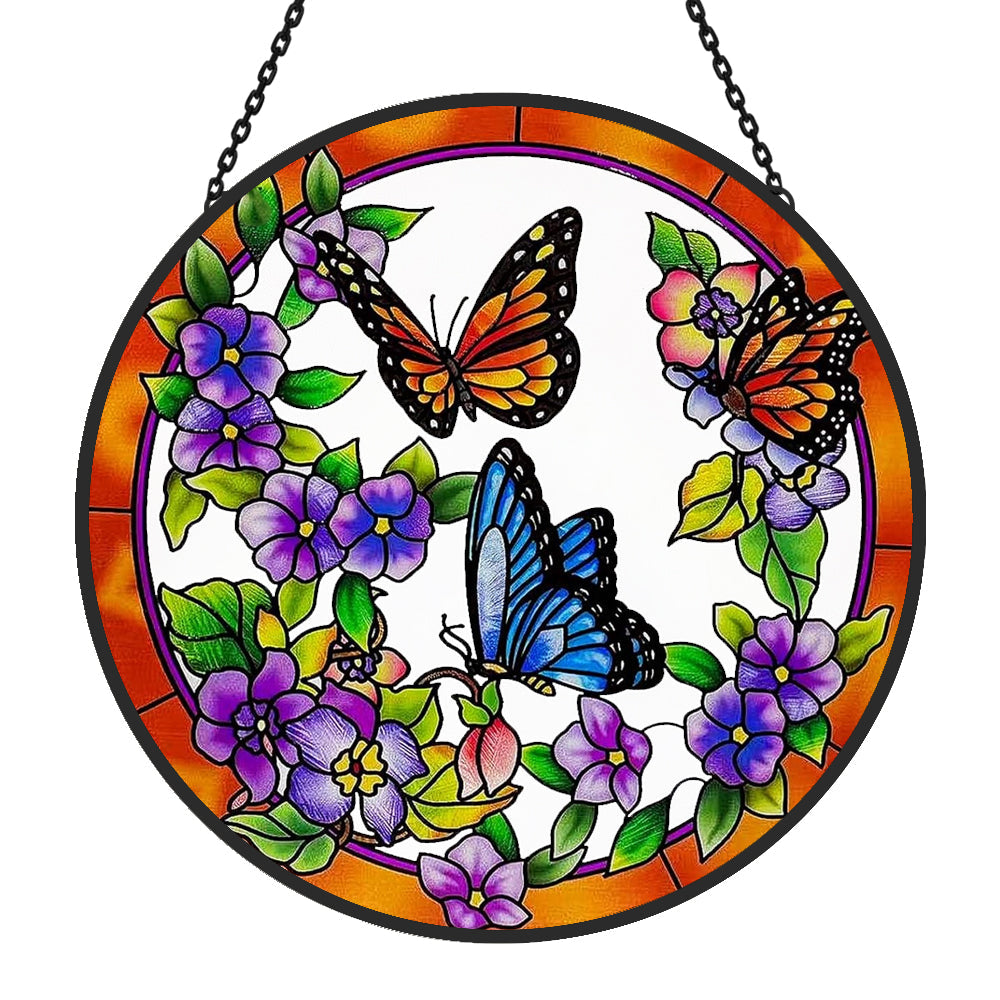 Butterfly Sun Catcher Decoration Stained Glass Window Hanging