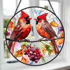 Cardinals Sun Catcher Decoration Stained Glass Window Hanging