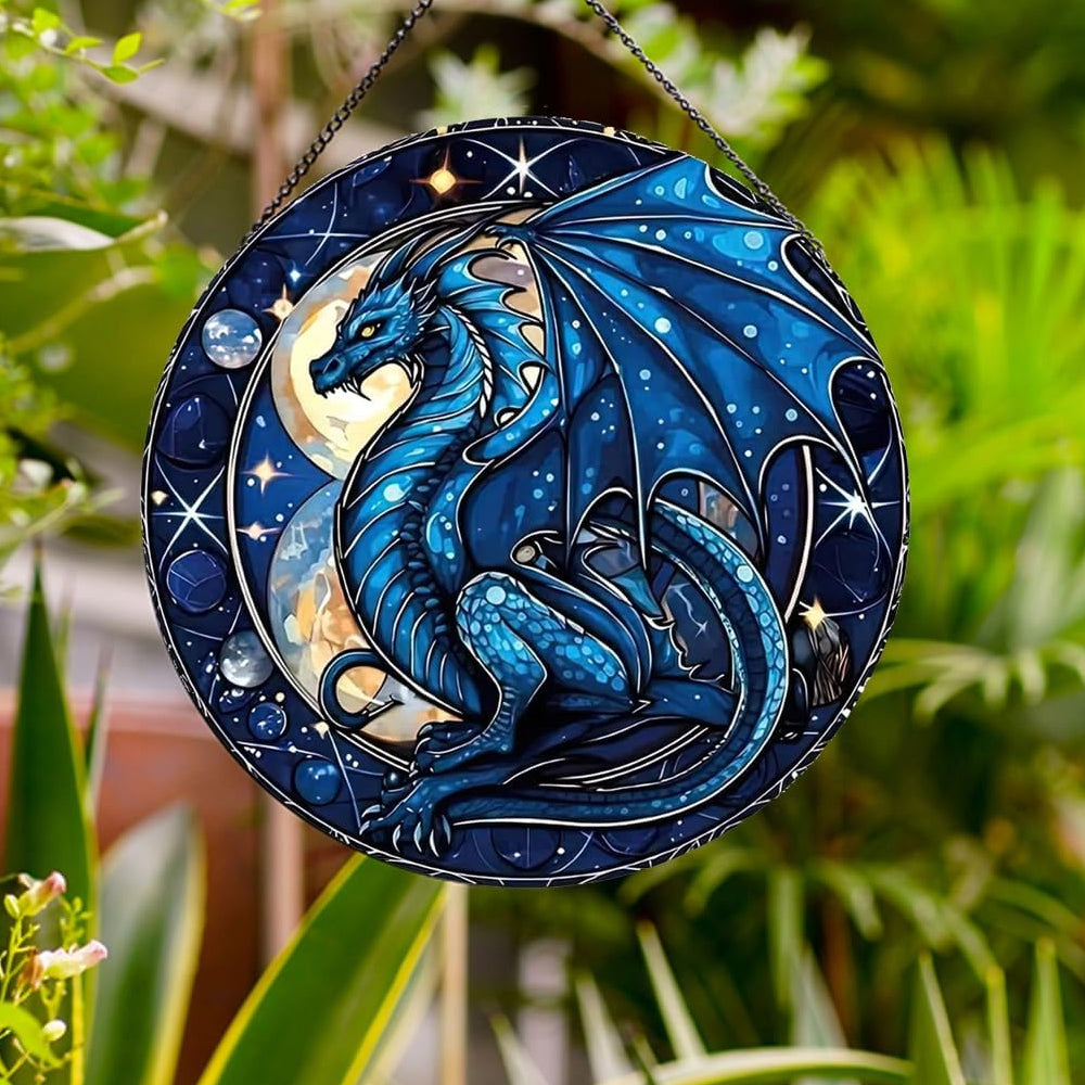 Celestial Dragon Sun Catcher Decoration Stained Glass Window Hanging
