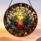 Christmas Candle Sun Catcher Decoration Stained Glass Window Hanging