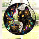Classic Black Cat Sun Catcher Decoration Stained Glass Window Hanging