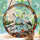 Crane Sun Catcher Decoration Stained Glass Window Hanging