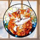 Cute Cat Sun Catcher Decoration Stained Glass Window Hanging