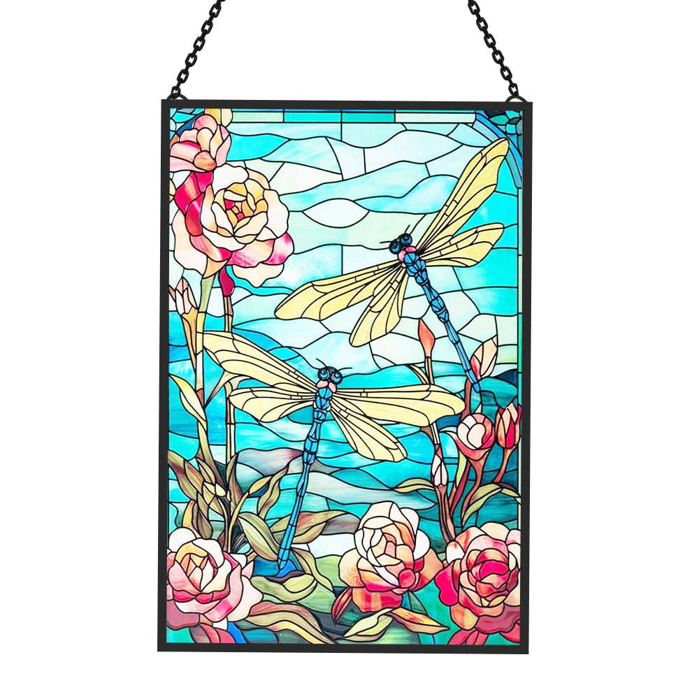 Dragonfly Sun Catcher Decoration Stained Glass Window Hanging