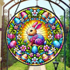 Easter Bunny Sun Catcher Decoration Stained Glass Window Hanging