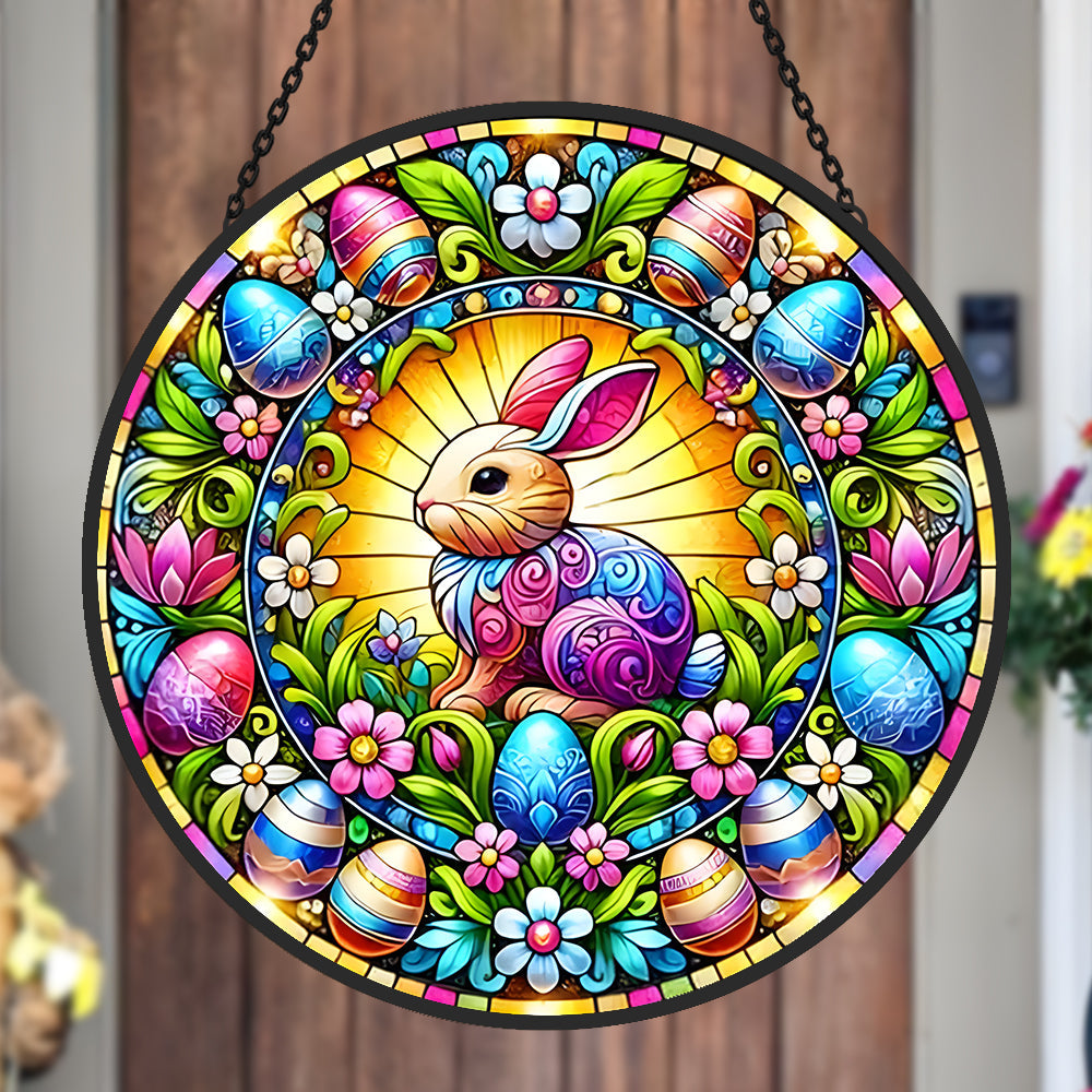 Easter Bunny Sun Catcher Decoration Stained Glass Window Hanging