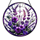 Elegant Bauhinia and Violets Sun Catcher Decoration Stained Glass Window Hanging