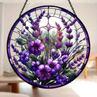 Elegant Bauhinia and Violets Sun Catcher Decoration Stained Glass Window Hanging