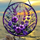 Elegant Bauhinia and Violets Sun Catcher Decoration Stained Glass Window Hanging