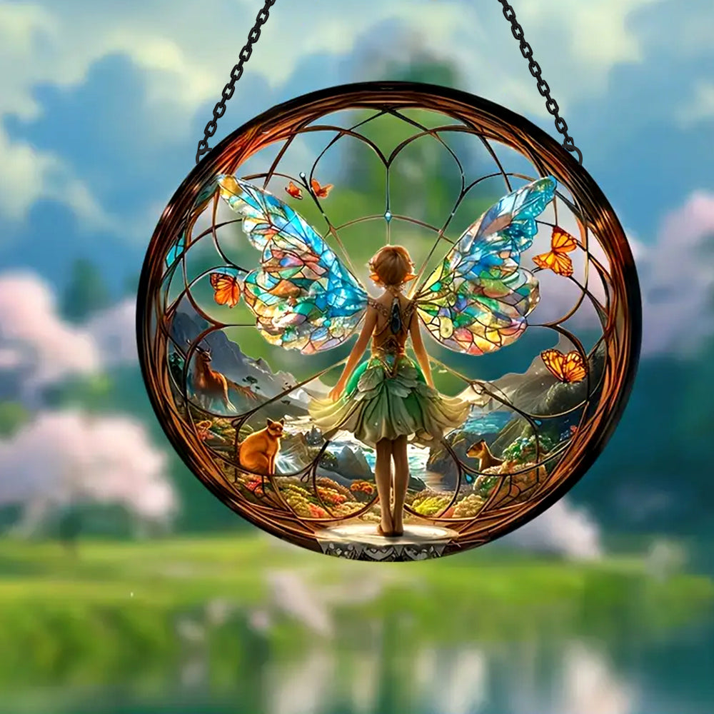 Enchanted Forest Sun Catcher Decoration Stained Glass Window Hanging