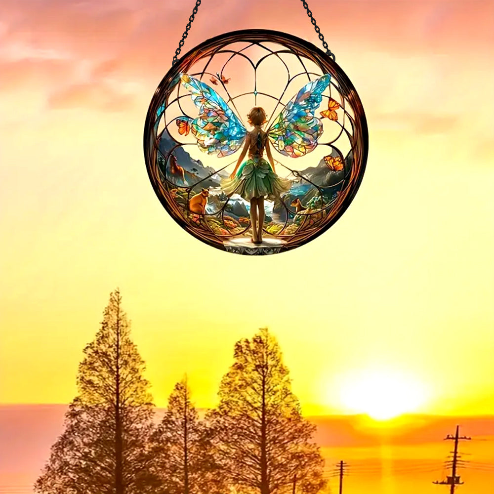 Enchanted Forest Sun Catcher Decoration Stained Glass Window Hanging