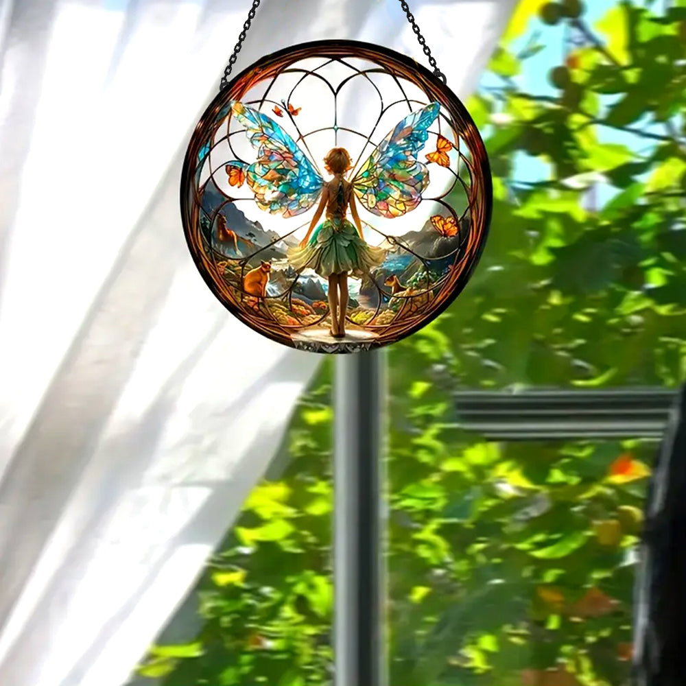 Enchanted Forest Sun Catcher Decoration Stained Glass Window Hanging