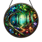 Enchanting Forest Scene Sun Catcher Decoration Stained Glass Window Hanging