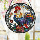 Farm Rooster Sun Catcher Decoration Stained Glass Window Hanging