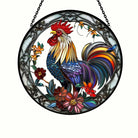Farm Rooster Sun Catcher Decoration Stained Glass Window Hanging