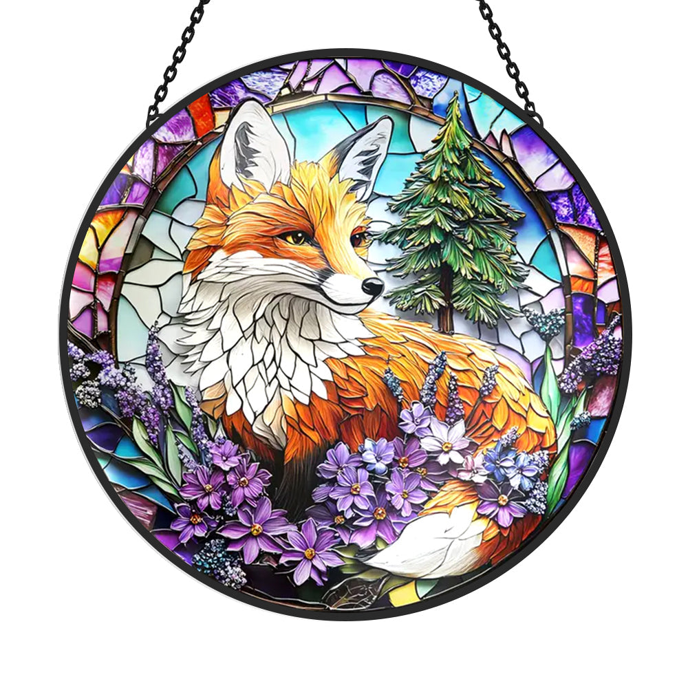 Fox Sun Catcher Decoration Stained Glass Window Hanging