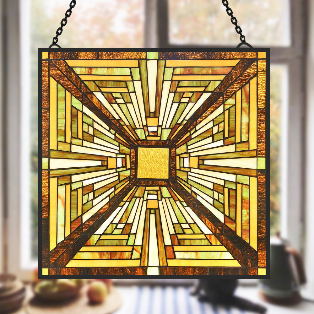 Geometry Sun Catcher Decoration Stained Glass Window Hanging