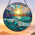 Gorgeous Ocean Sunset Sun Catcher Decoration Stained Glass Window Hanging