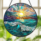 Gorgeous Ocean Sunset Sun Catcher Decoration Stained Glass Window Hanging