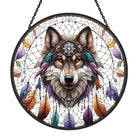 Gray Wolf Sun Catcher Decoration Stained Glass Window Hanging